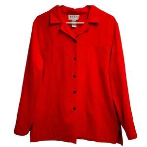 E.L.C.C. Long Sleeved Red Crinkled Button Oversized Blouse/Blazer/Jacket Size M